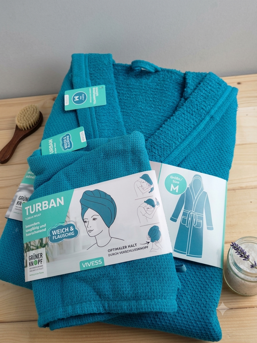 Turkio spalvos chalatas ir turbanas - Image 2