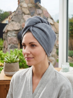 Pilkos spalvos turbanas